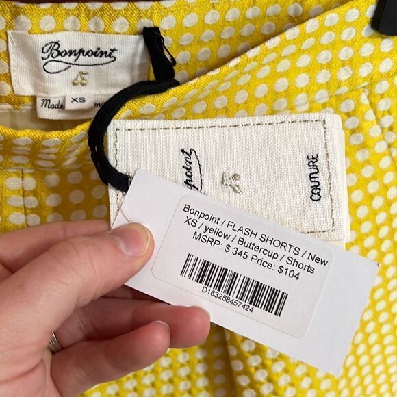 Bonpoint Buttercup Yellow White Dot Flash Shorts Women’s Extra Small - Picture 4 of 9